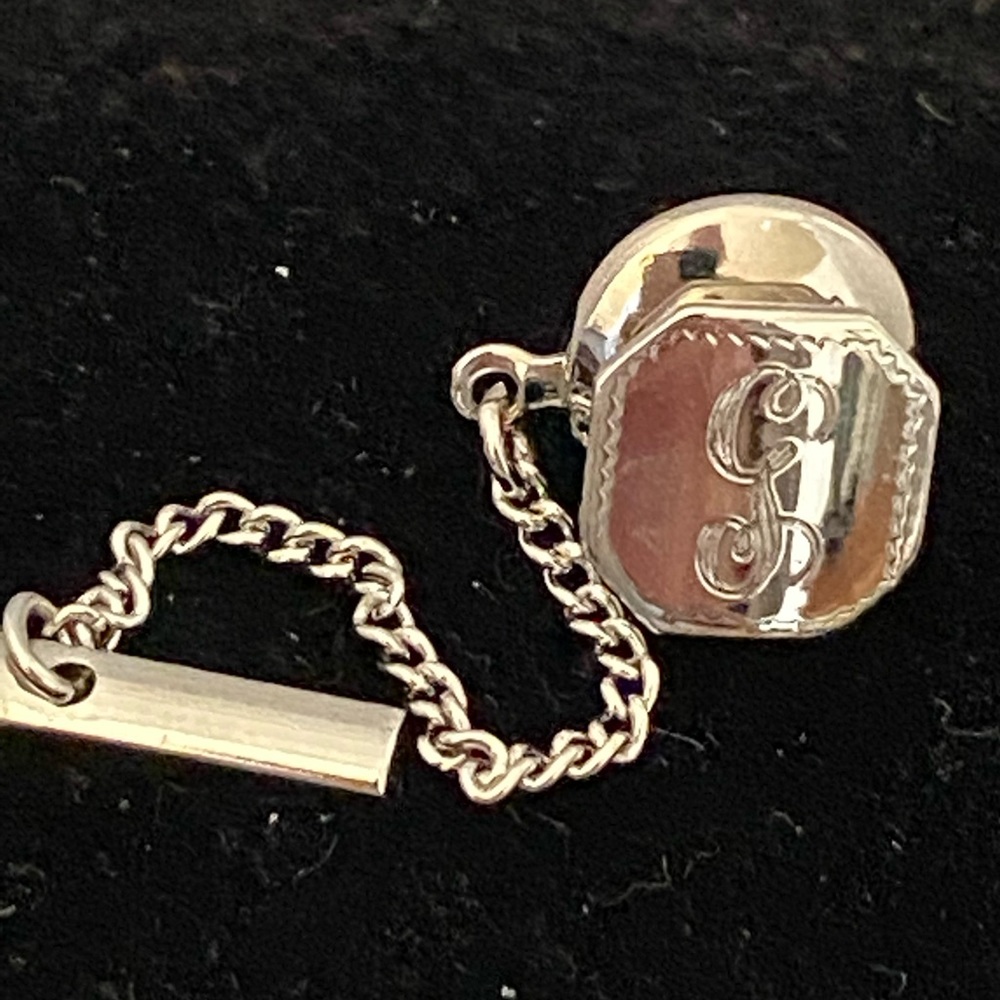 Vintage Anson Sterling tie tack with  G monogram